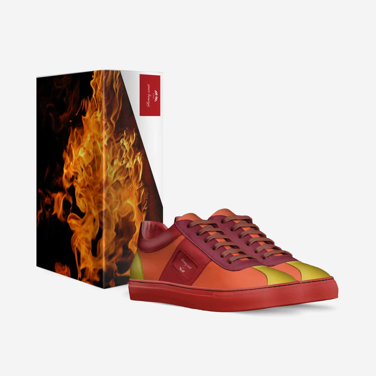 Flaming sunset custom made in Italy shoes by Rich Hudson | Box view