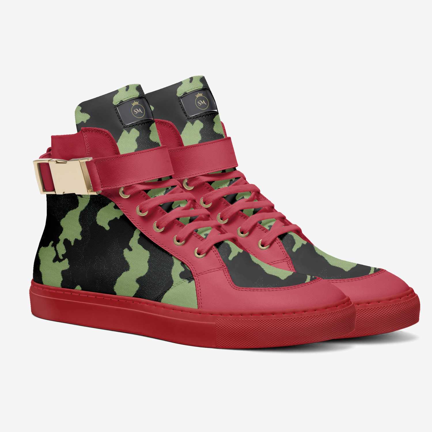 Red Camo custom made in Italy shoes by Brian Washington | Double view