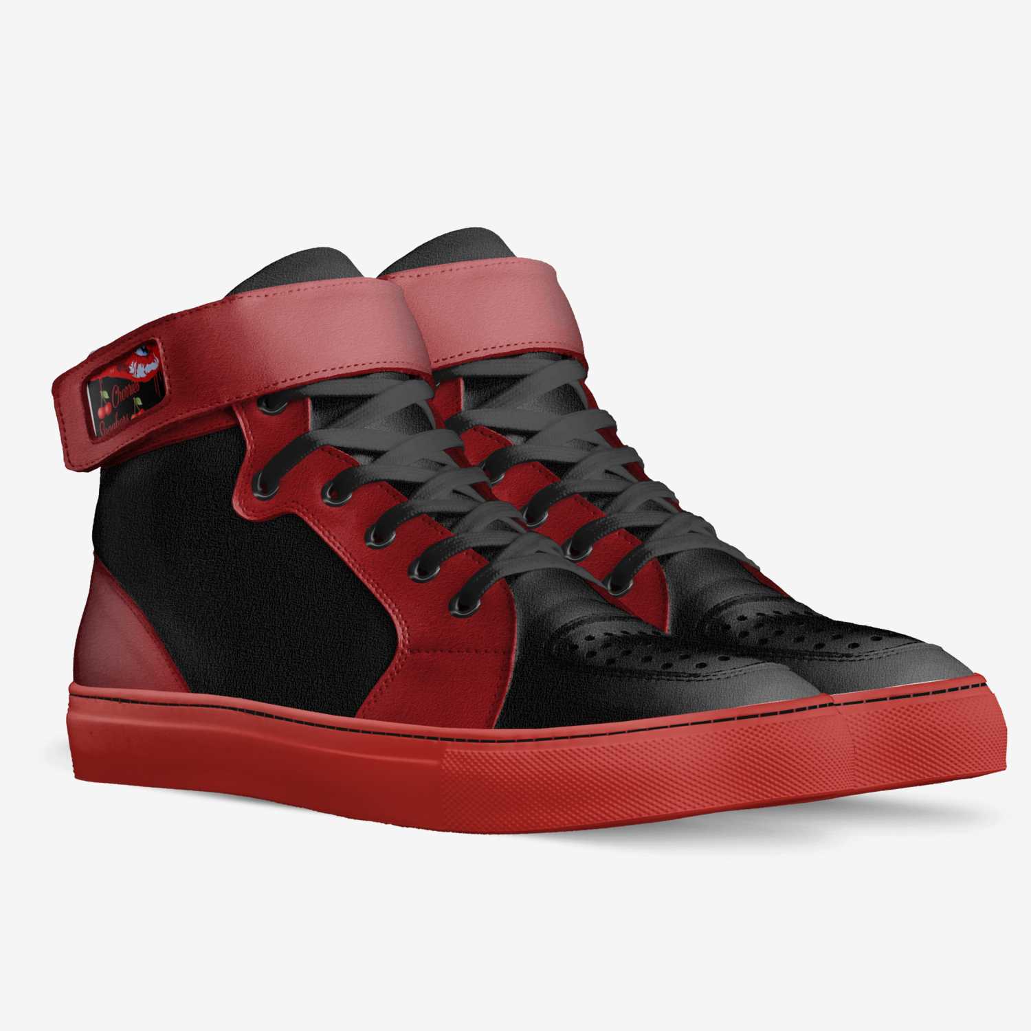 Cherries Sneakers custom made in Italy shoes by Joshua Williams | Double view