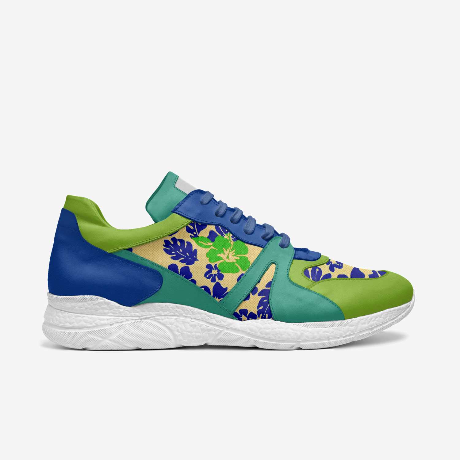 Blue 42s custom made in Italy shoes by Tariq Mackey | Side view