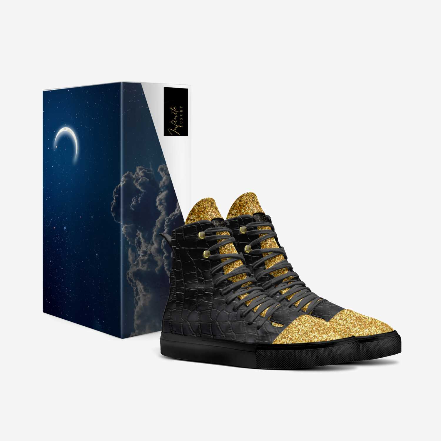 Moonwalker Blk&Gld custom made in Italy shoes by Curtis Robinson | Box view