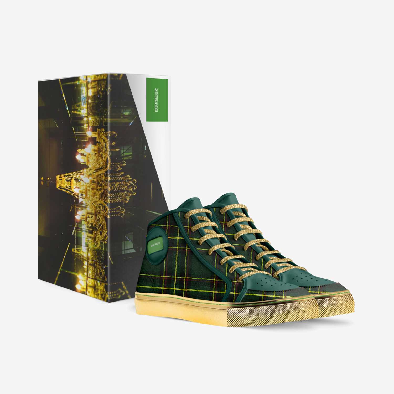Golden swaggers custom made in Italy shoes by James Vernom Bess | Box view