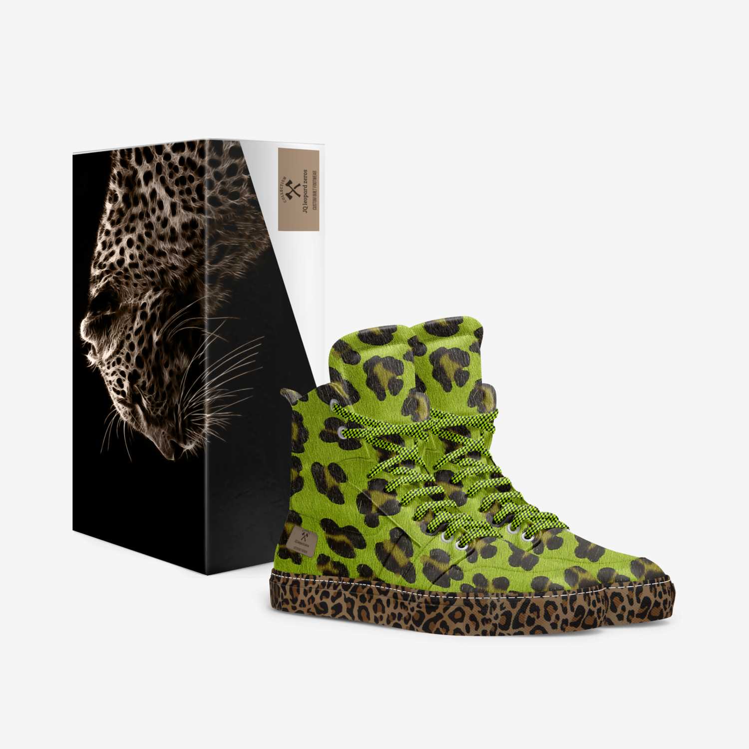 JQ leopard zeros  custom made in Italy shoes by James Vernom Bess | Box view