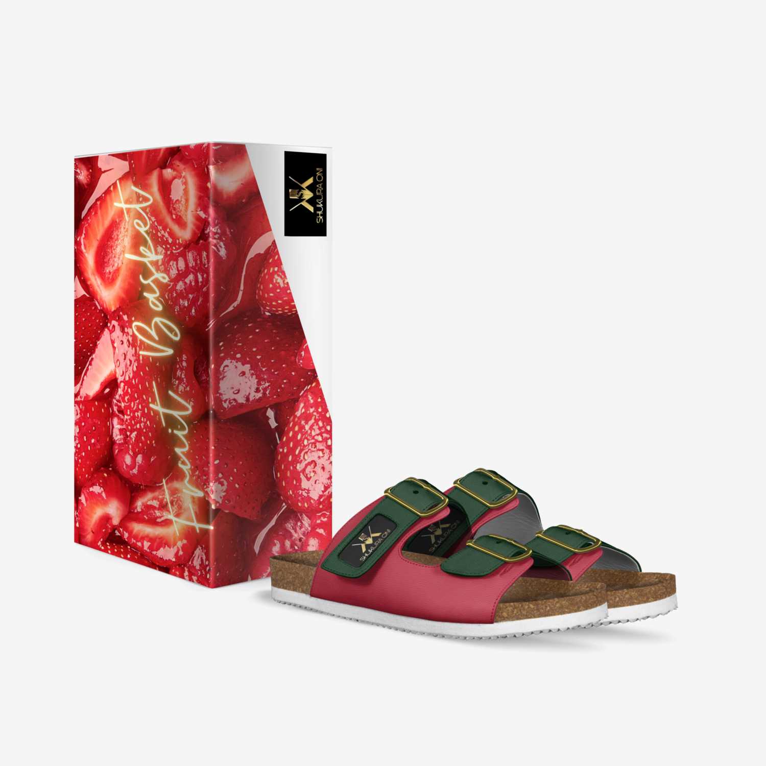 Strawberries custom made in Italy shoes by Shukura Oni | Box view