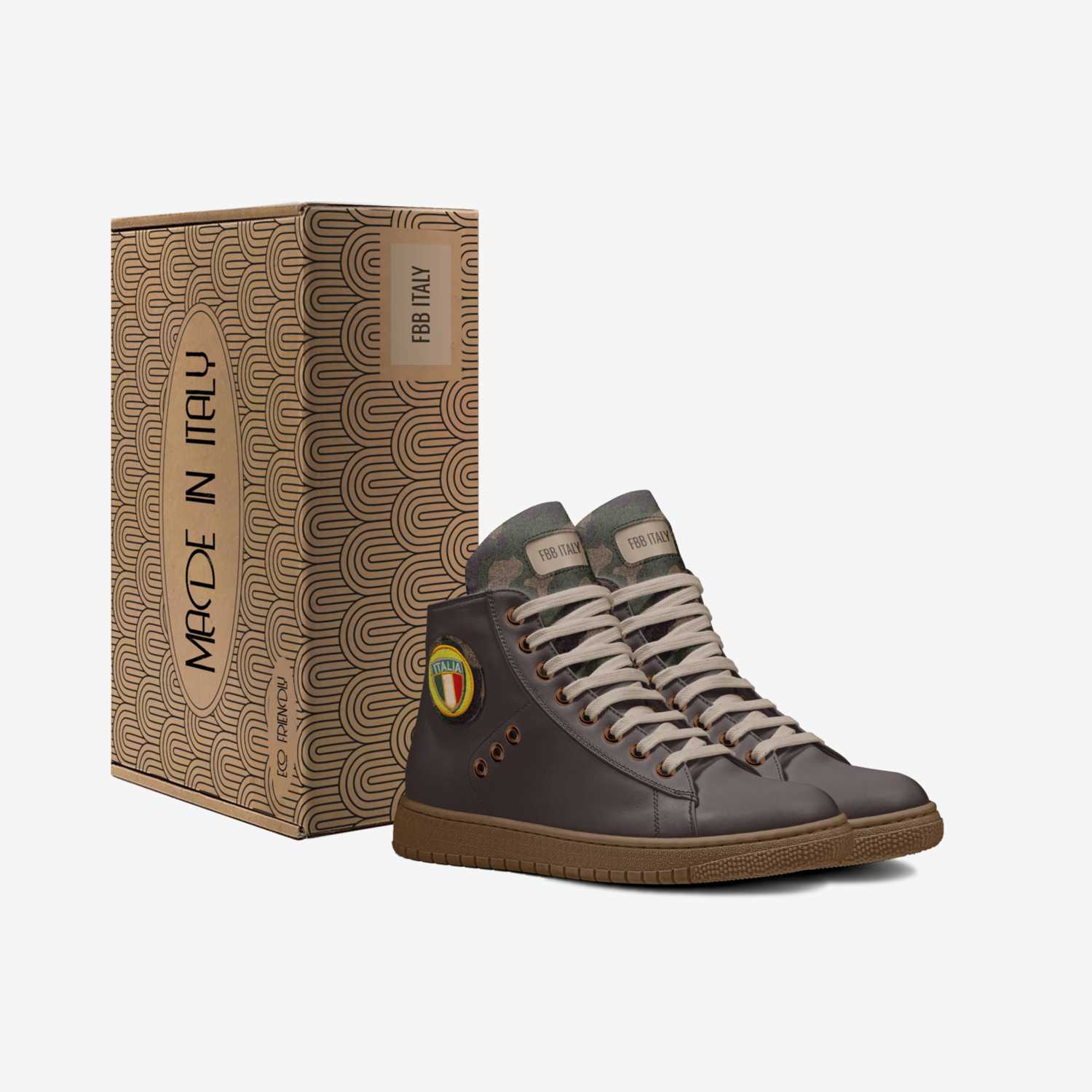 Echo Italia Mocha custom made in Italy shoes by Fbb Italy | Box view