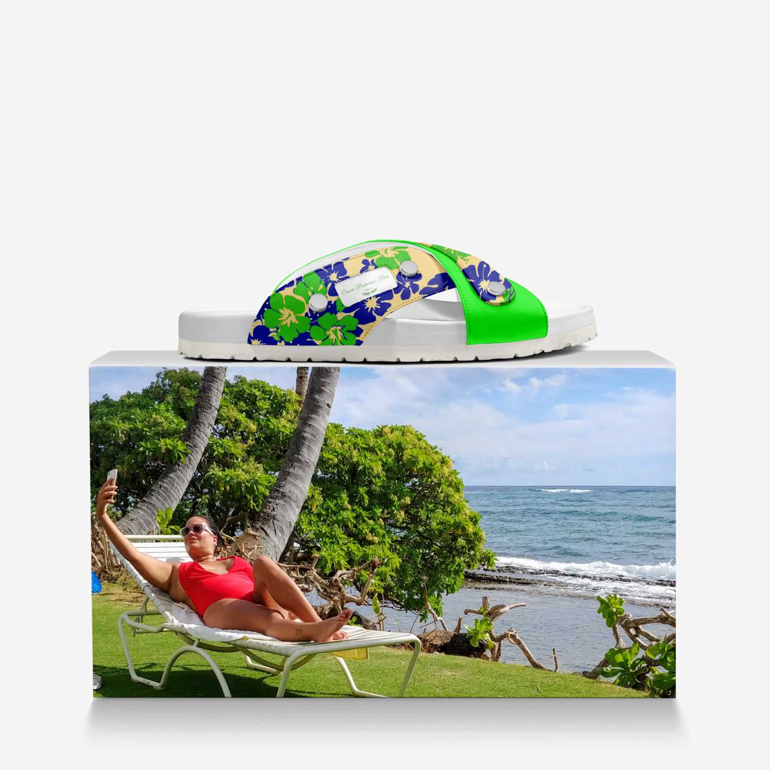 Crux Summer Sun custom made in Italy shoes by Terrence Degree | Over box view