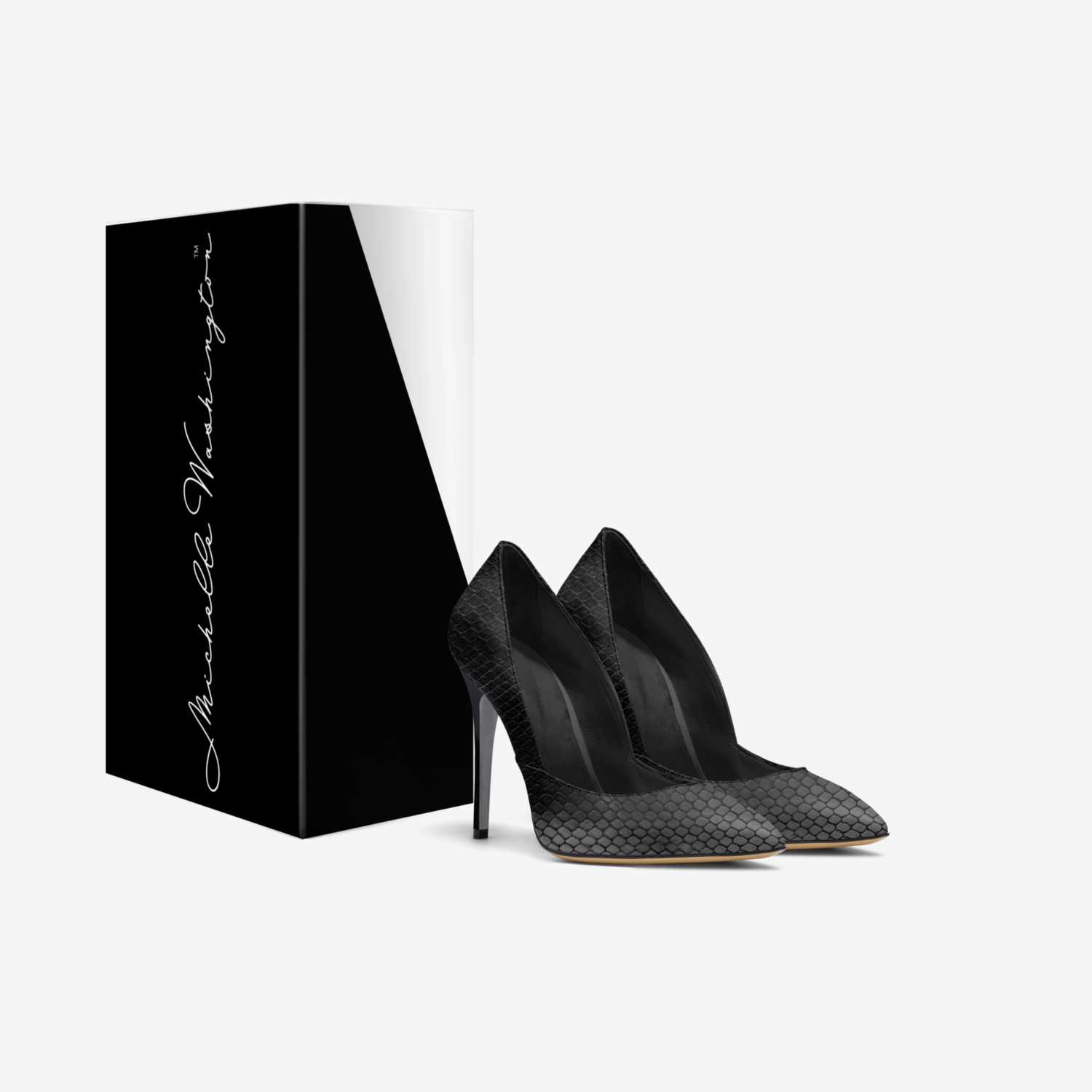 Black Stilettos custom made in Italy shoes by Michelle Washington | Box view