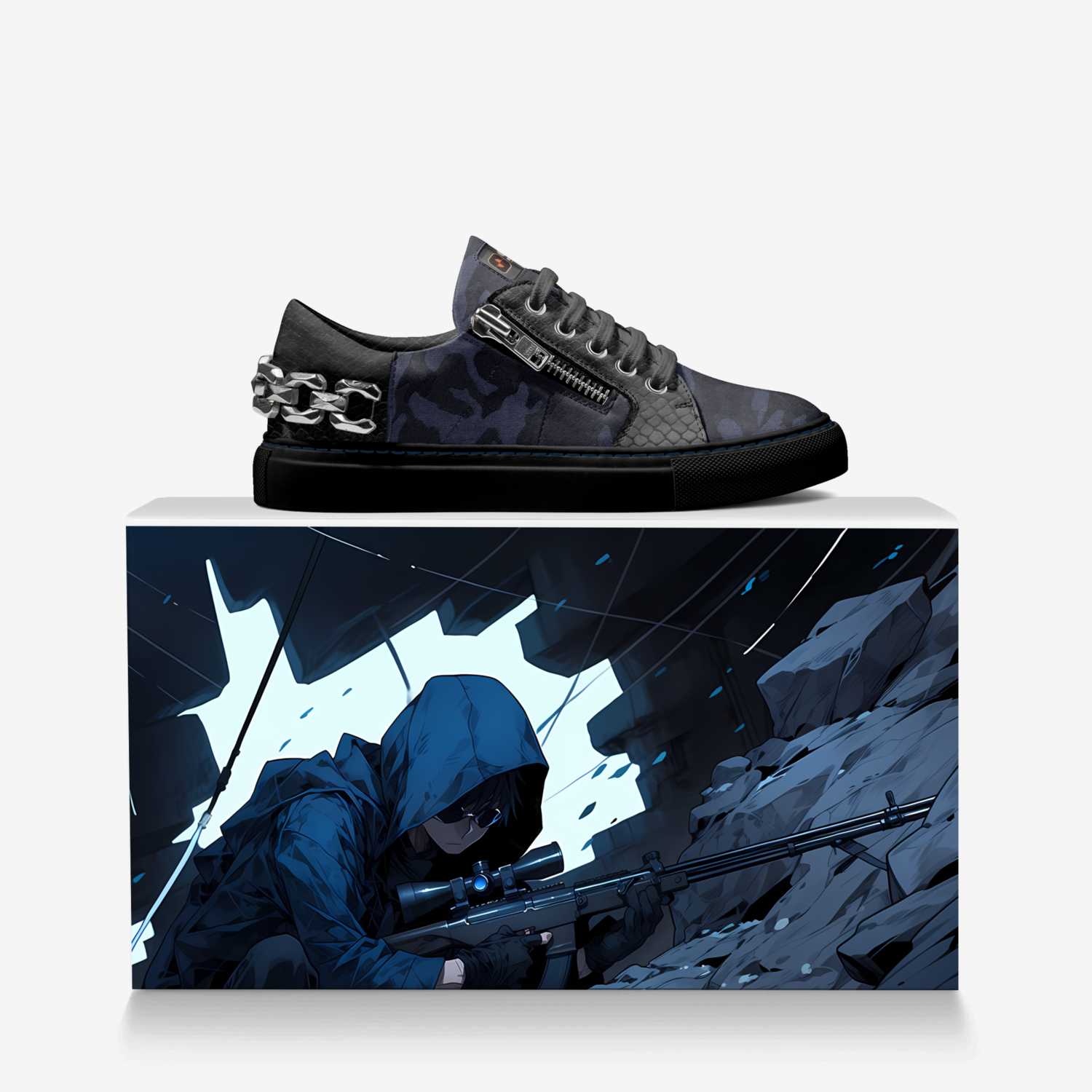 Le Silence Cache custom made in Italy shoes by Starbuckcag Swashbuckler | Over box view