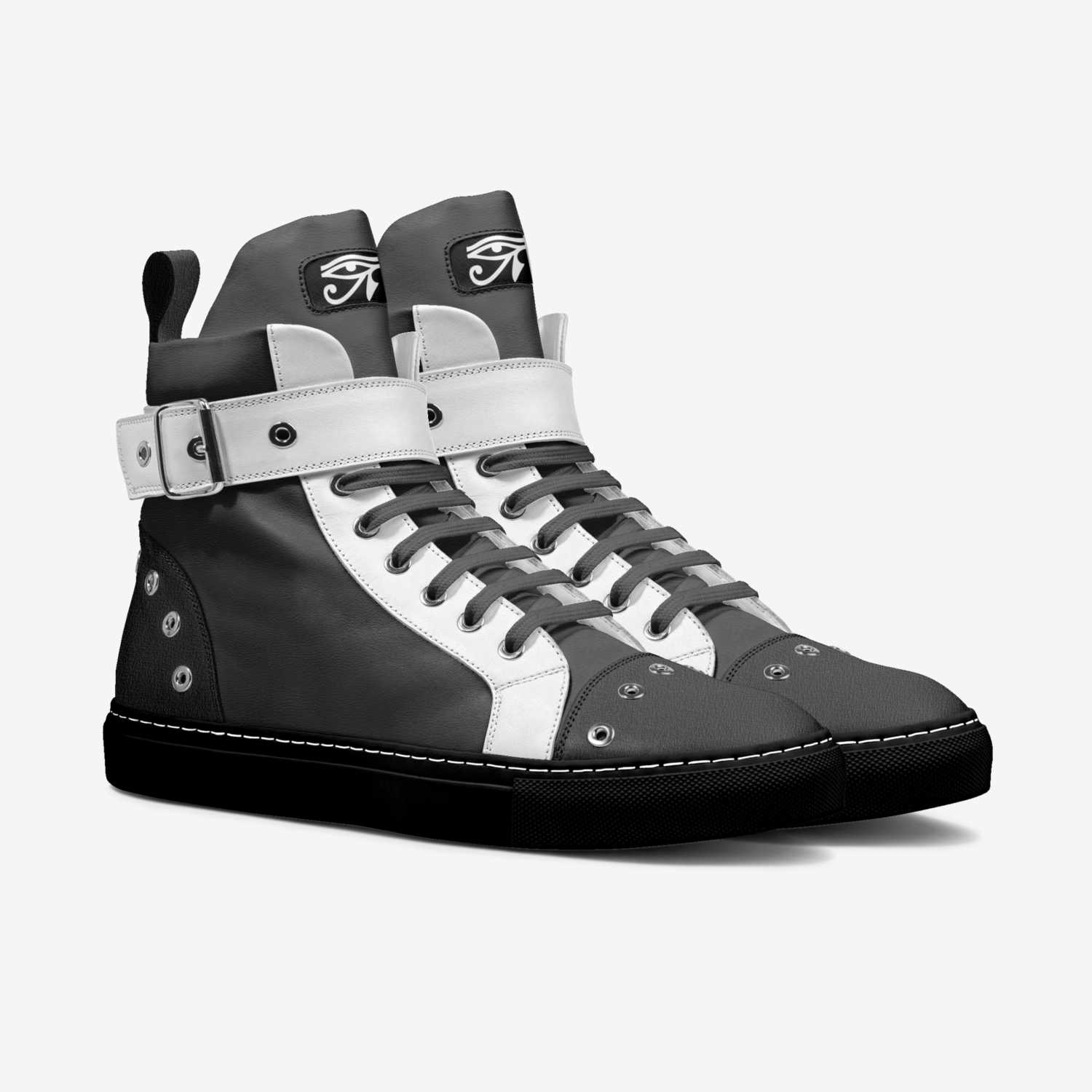 Satan black  custom made in Italy shoes by El Ro Al | Double view