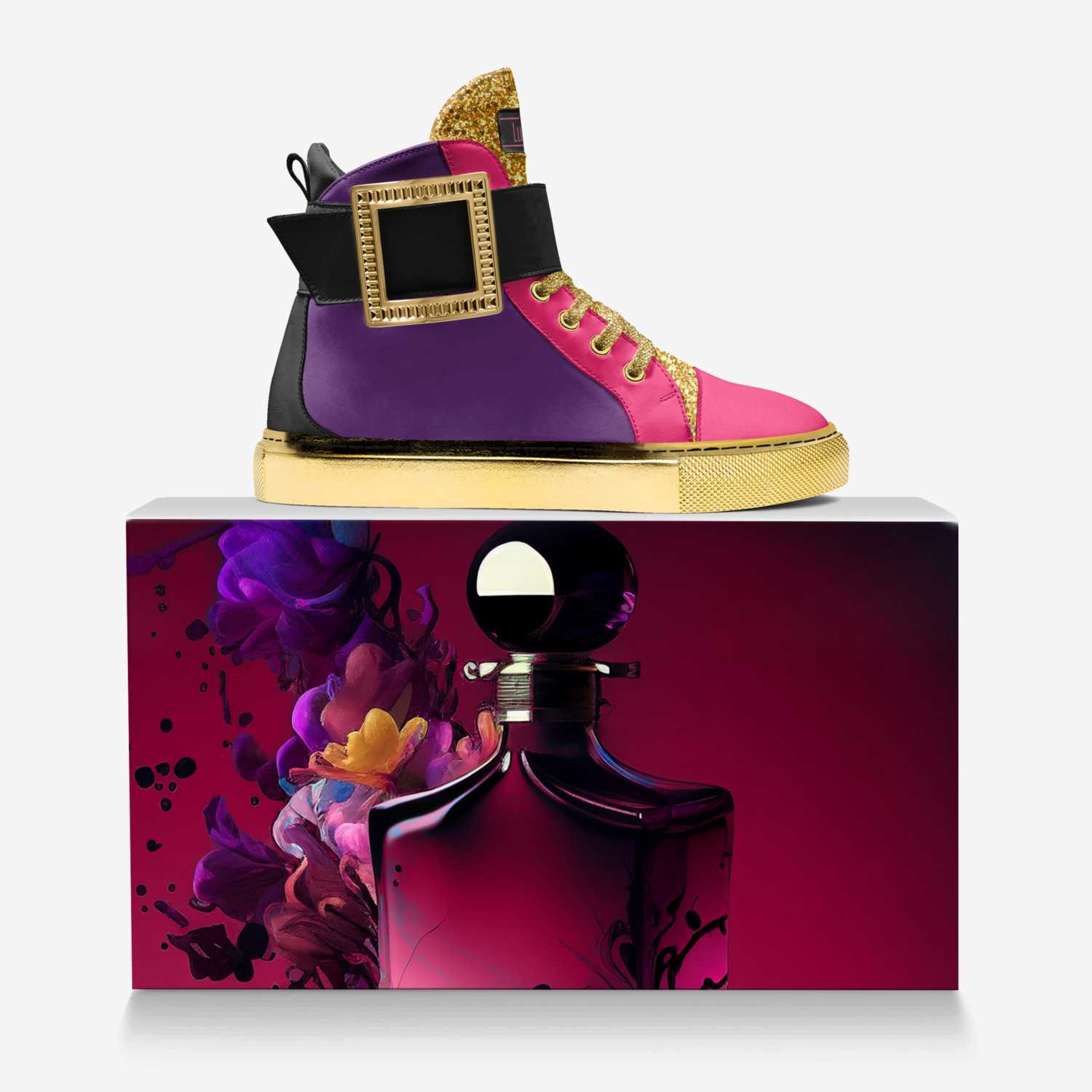 Luxup custom made in Italy shoes by Dwayne White | Over box view