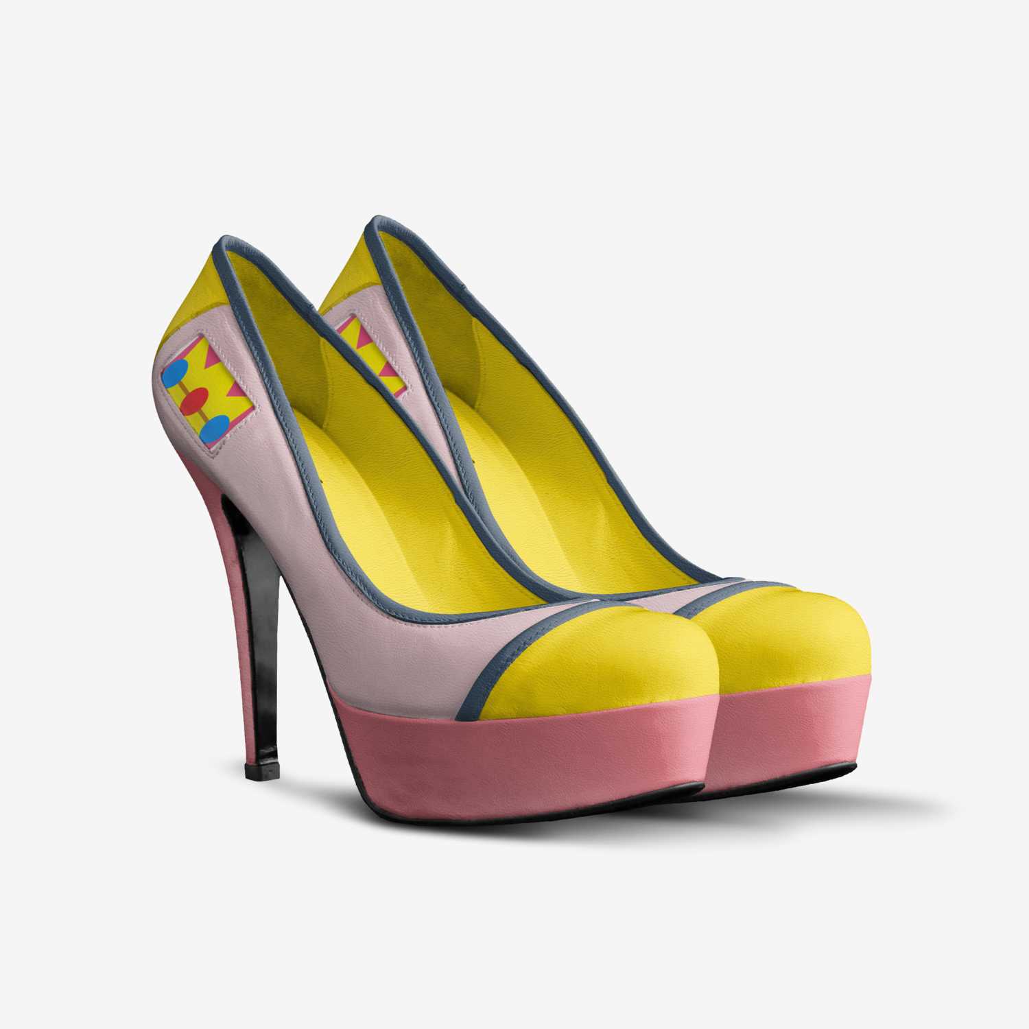 Peach Princess custom made in Italy shoes by Blackluxmatters | Double view