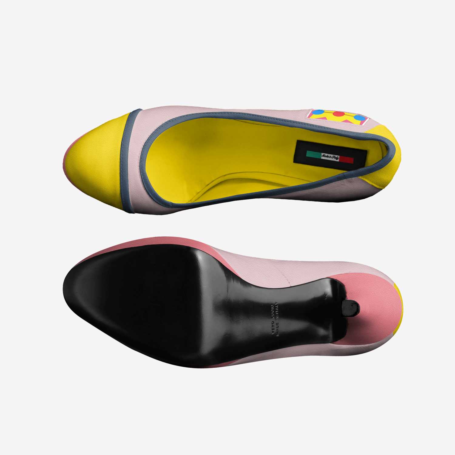 Peach Princess custom made in Italy shoes by Blackluxmatters | Top view