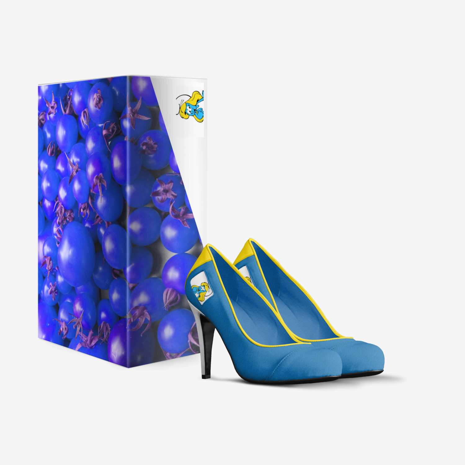 Smurfette custom made in Italy shoes by Blackluxmatters | Box view