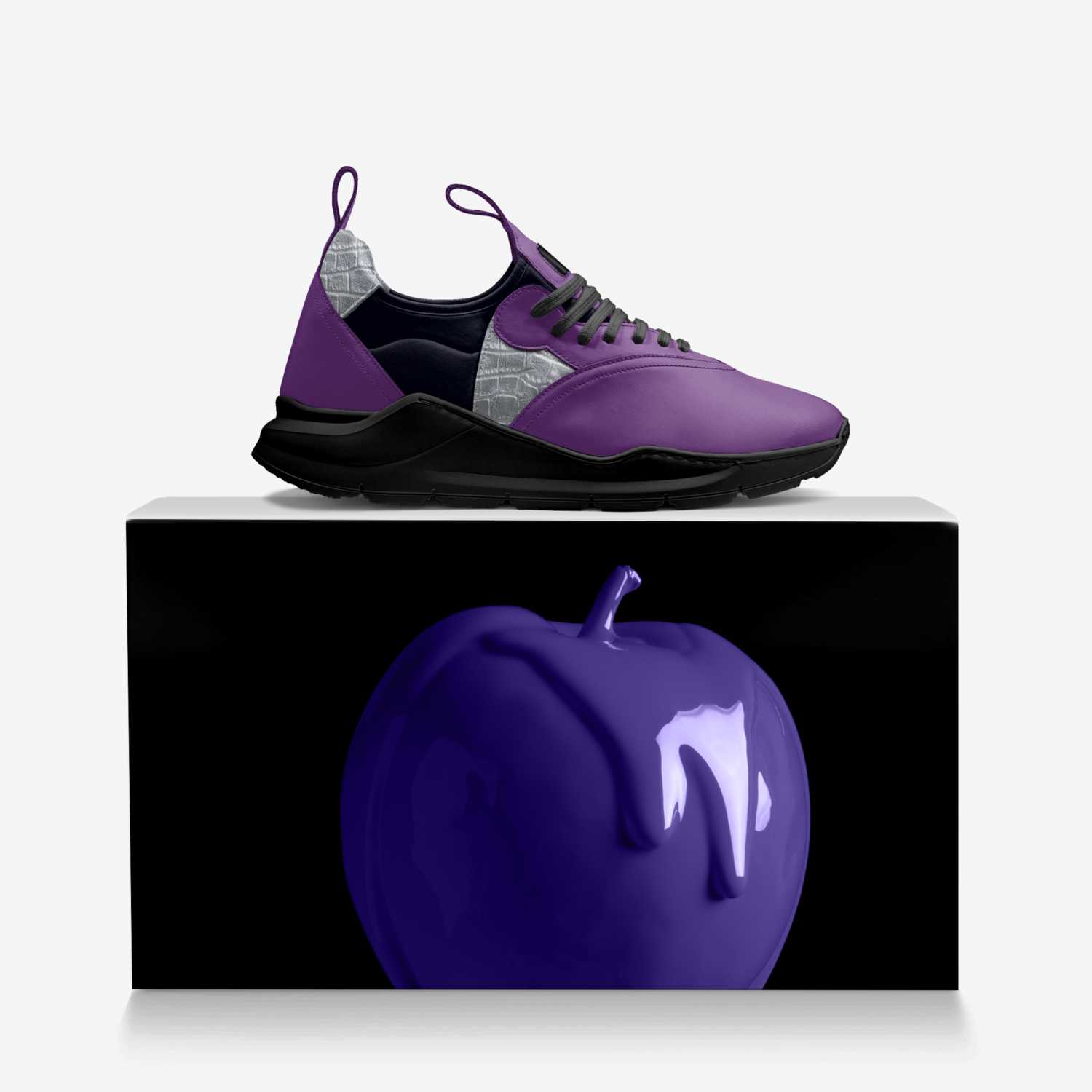 amenity custom made in Italy shoes by Paula Dow | Over box view