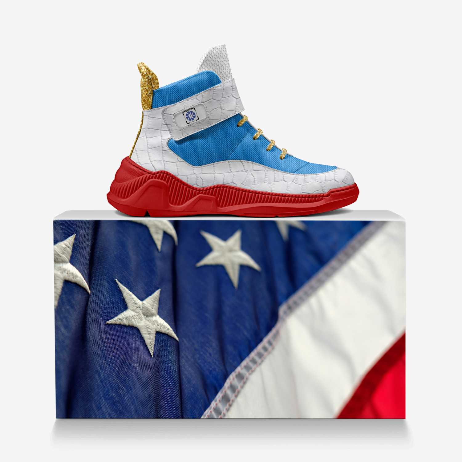 BOK 'Murica custom made in Italy shoes by Garett Harris | Over box view