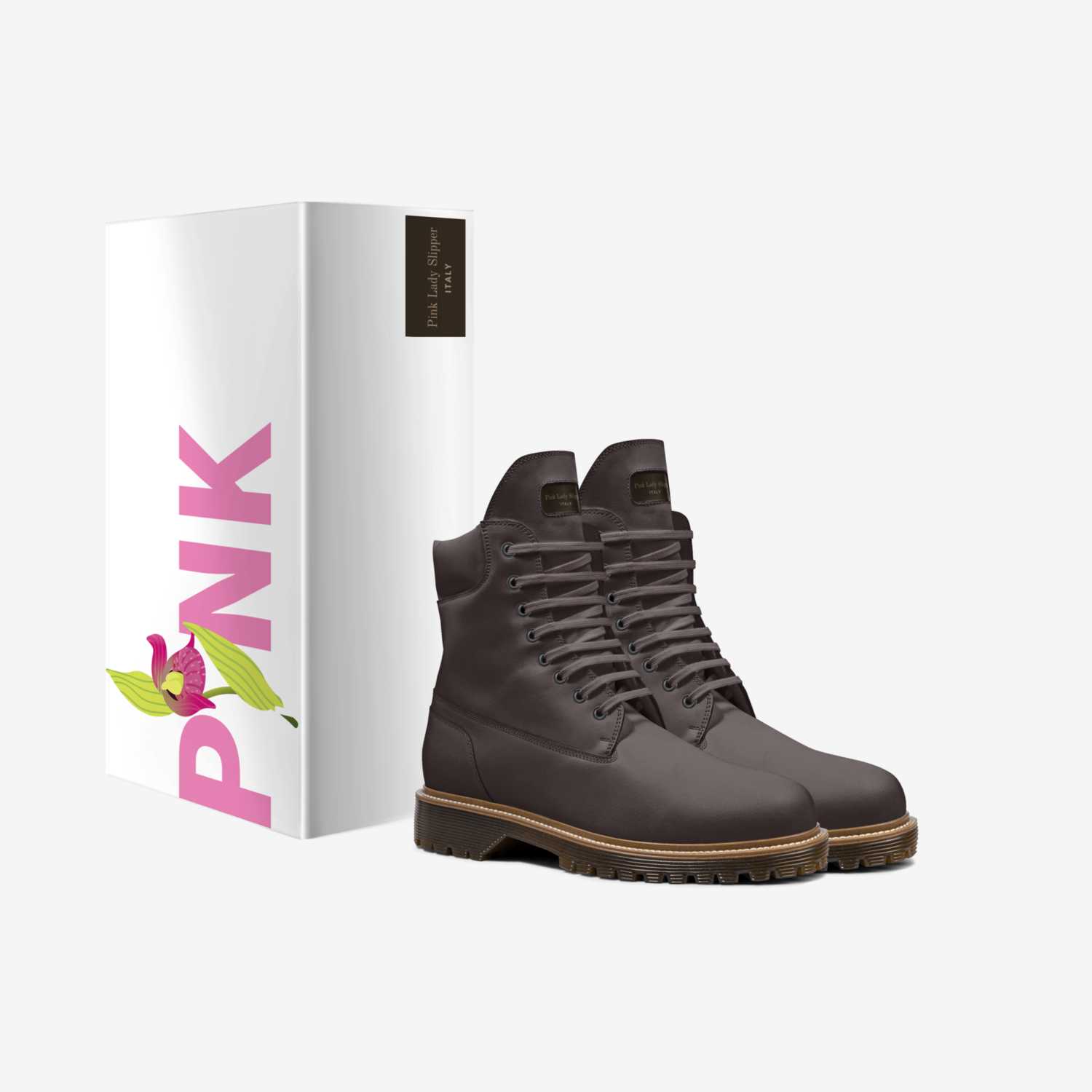 Pink Lady Slipper custom made in Italy shoes by Alkawther Gerych | Box view