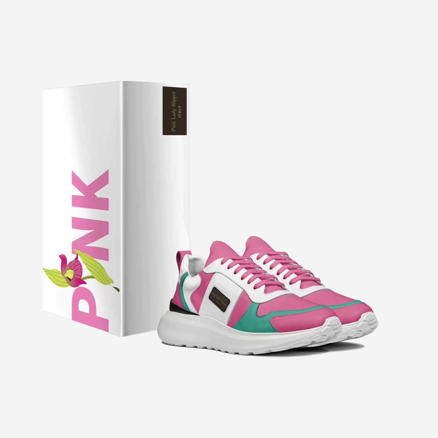 Pink Lady Slipper custom made in Italy shoes by Alkawther Gerych | Box view