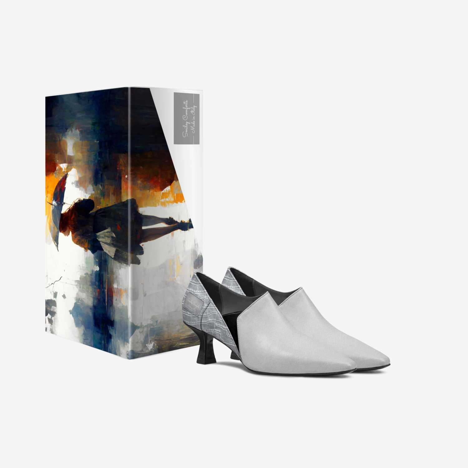 Smiley Comforts custom made in Italy shoes by Andrea Stephenson | Box view