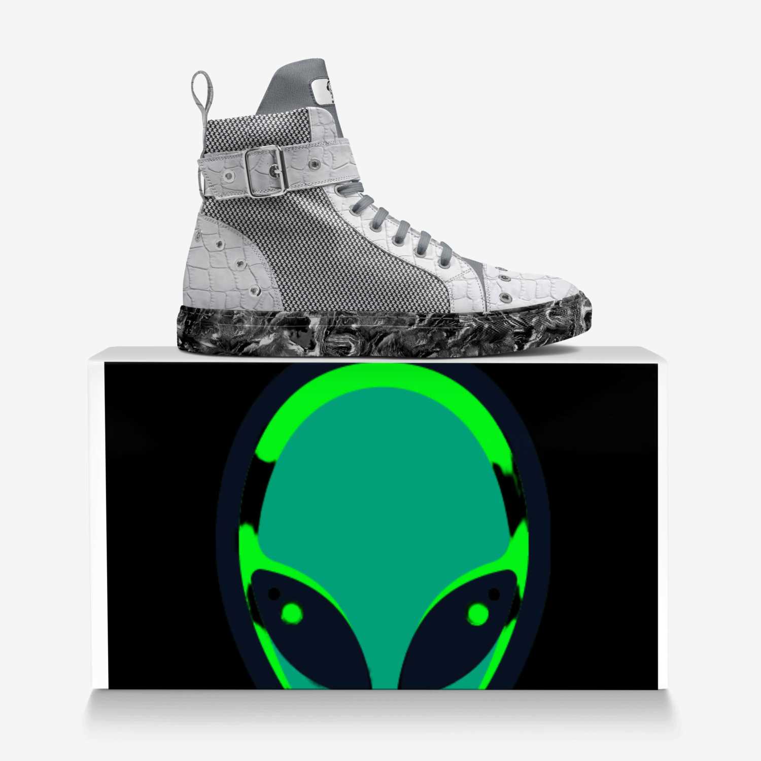 Sol-Glo 1's custom made in Italy shoes by Anthony Anderson | Over box view