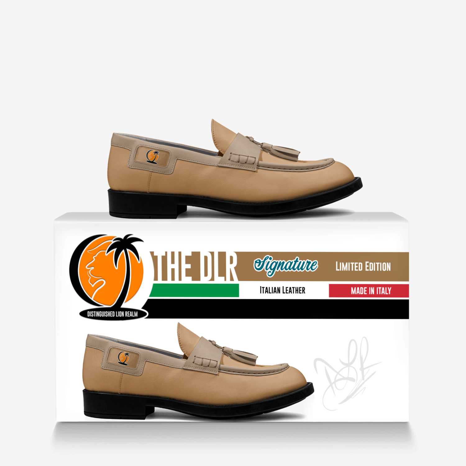 DLR custom made in Italy shoes by David Robinson | Over box view