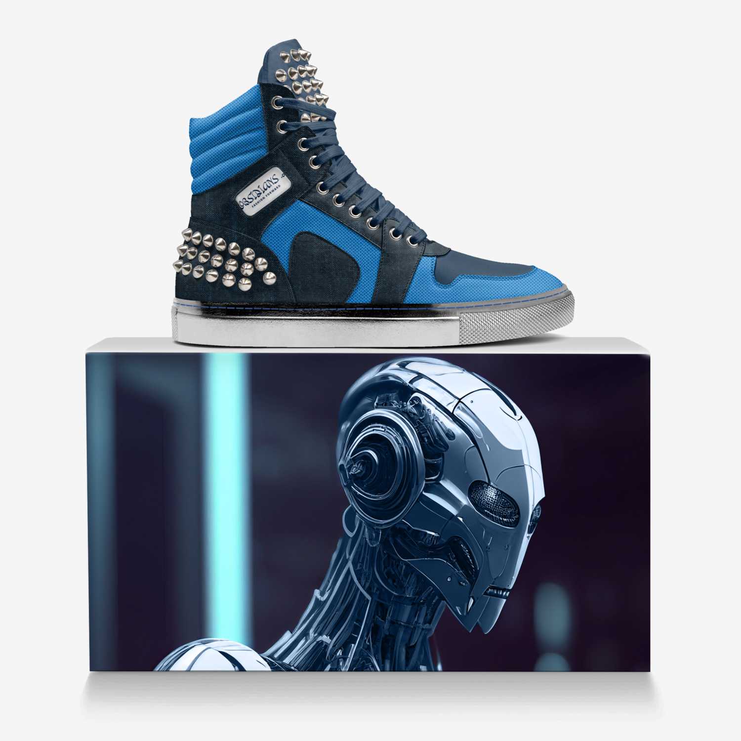 OBSIDIANS .0 custom made in Italy shoes by Monroe King | Over box view