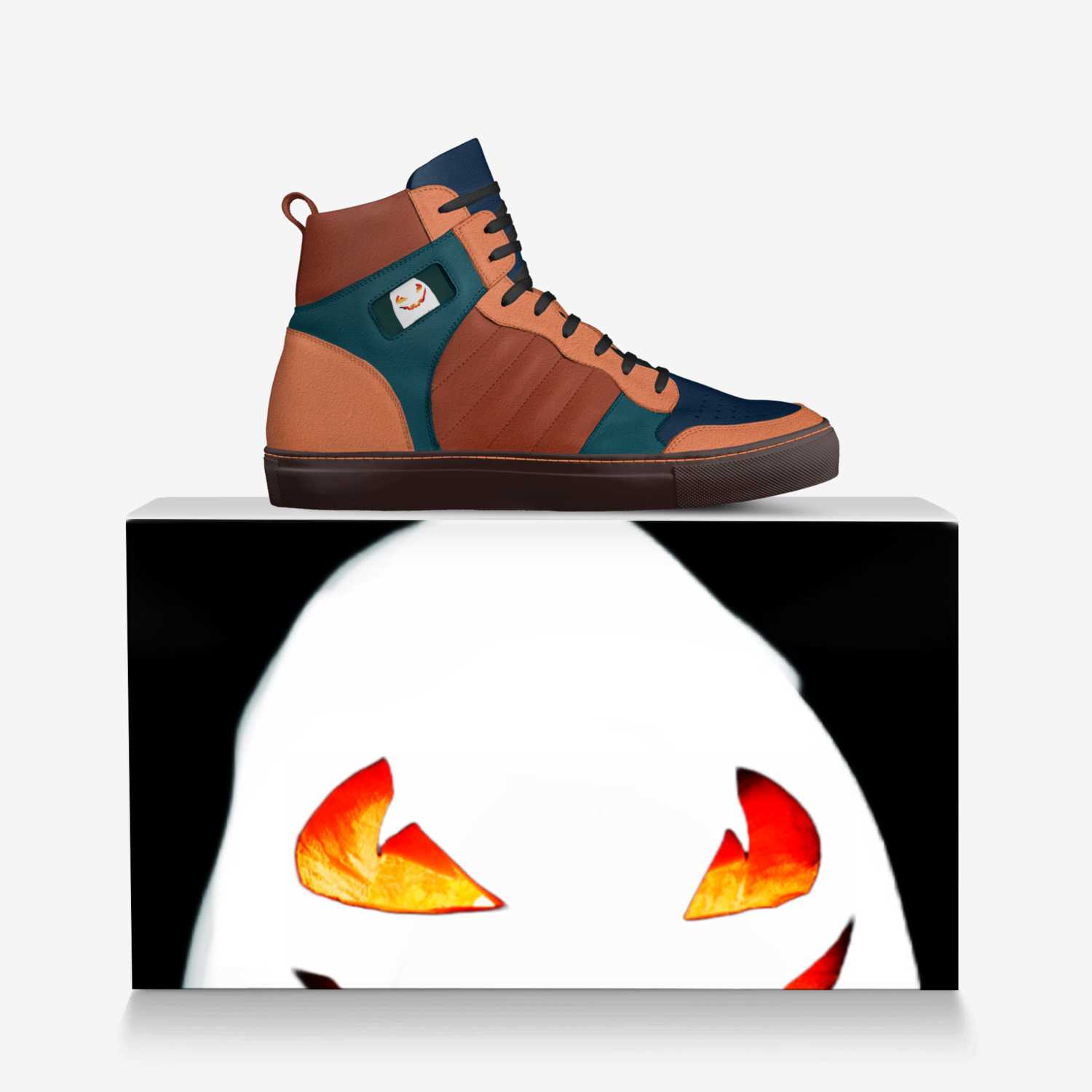 Boo custom made in Italy shoes by Melissa Friesen | Over box view