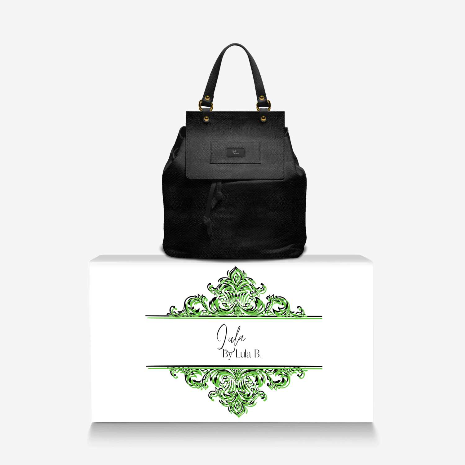 Lynda custom made in Italy design by Lula B | Over box view