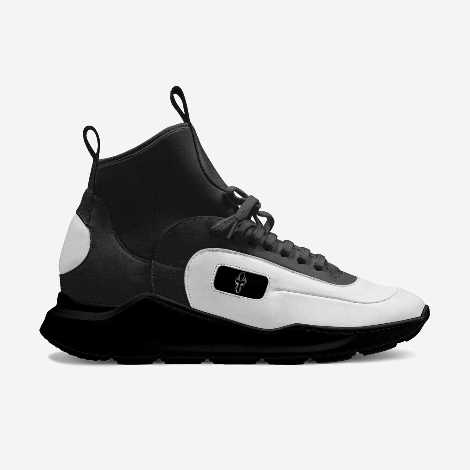 Trew Trainer B & W custom made in Italy shoes by TrewMonger Brand | Side view