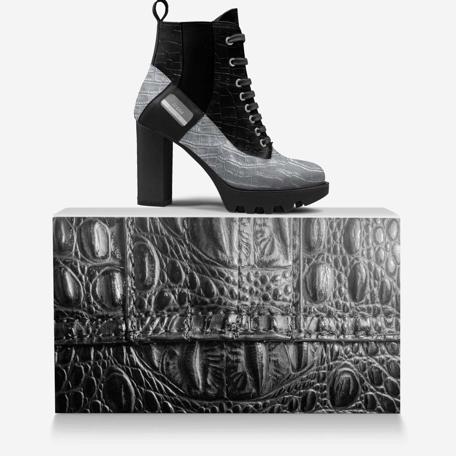 GODDA  custom made in Italy shoes by Sabrina Nesmith | Over box view