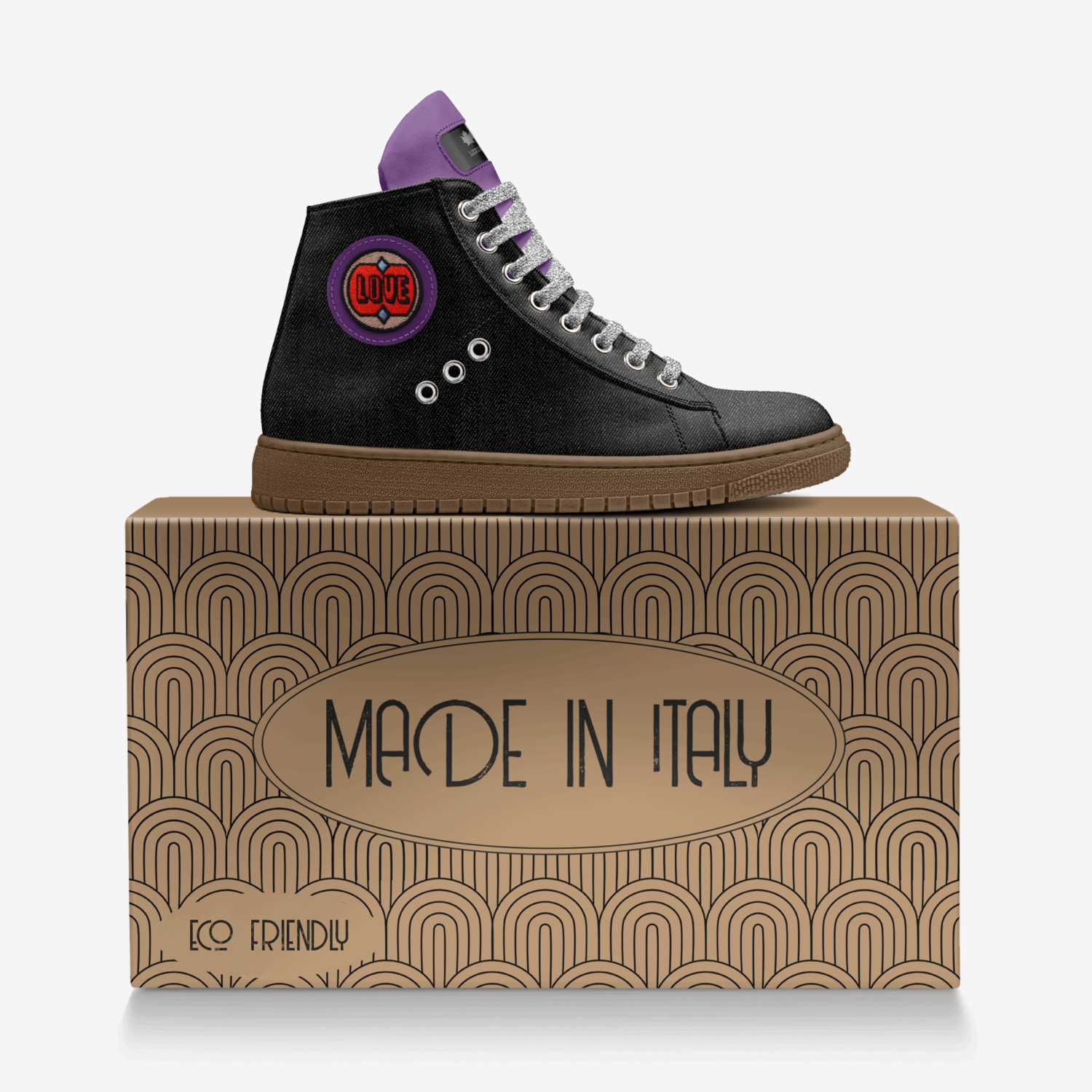 Luxup custom made in Italy shoes by Dwayne White | Over box view