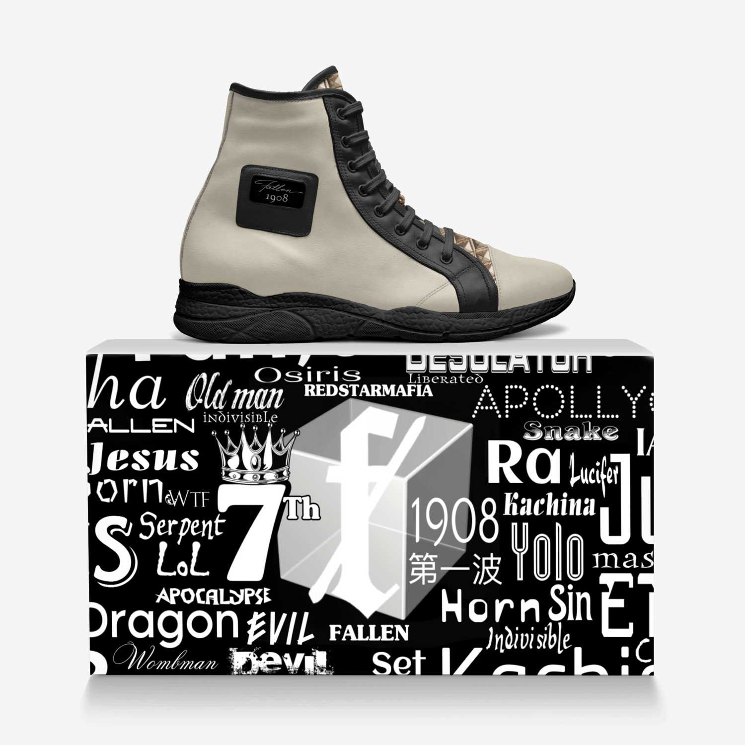 FALLEN 1908 custom made in Italy shoes by Redstar Mafia | Over box view