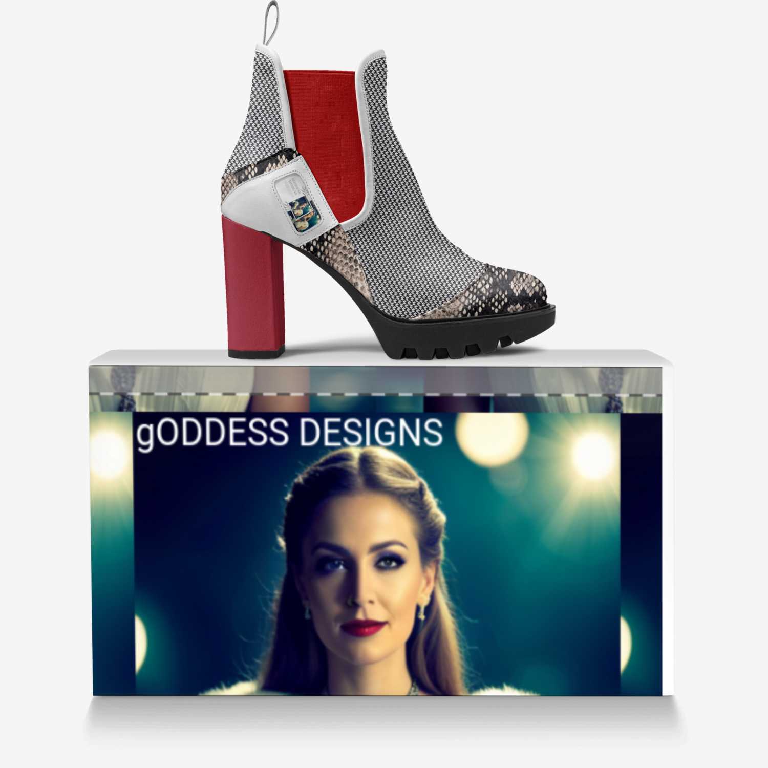 goDDessDesigns custom made in Italy shoes by Josette L Colepinnix | Over box view