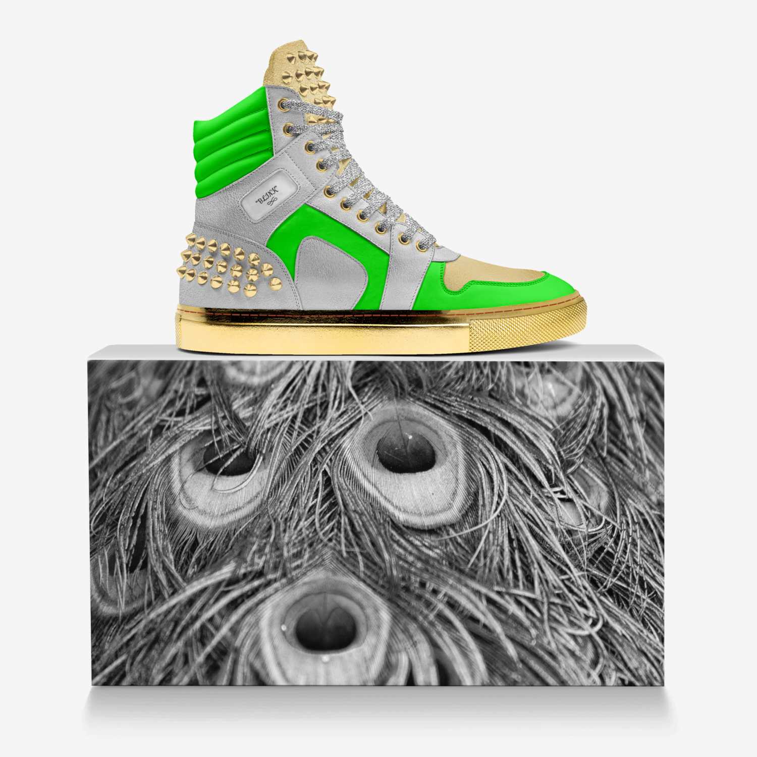 "BLINK" custom made in Italy shoes by Pamela Harris | Over box view