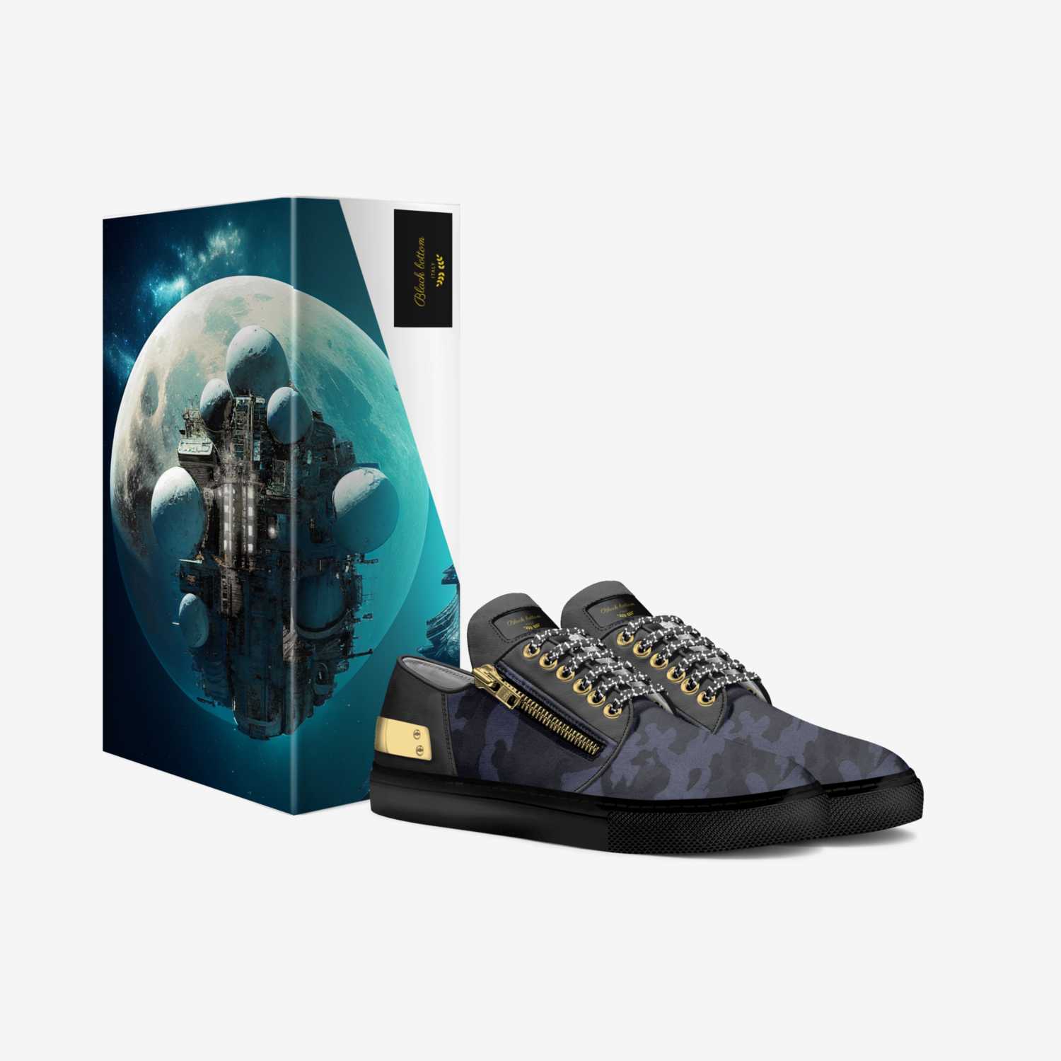Black bottom  custom made in Italy shoes by Jahi Neal | Box view
