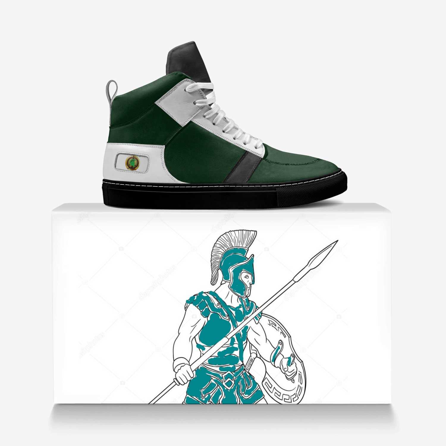 Spartans Pride custom made in Italy shoes by Designs By Dako | Over box view