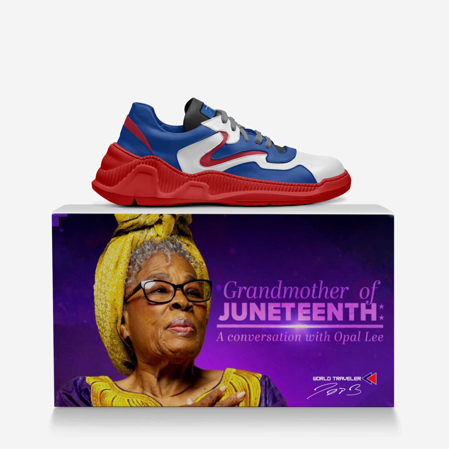Juneteenth Edition custom made in Italy shoes by Lorenzo Bell | Over box view
