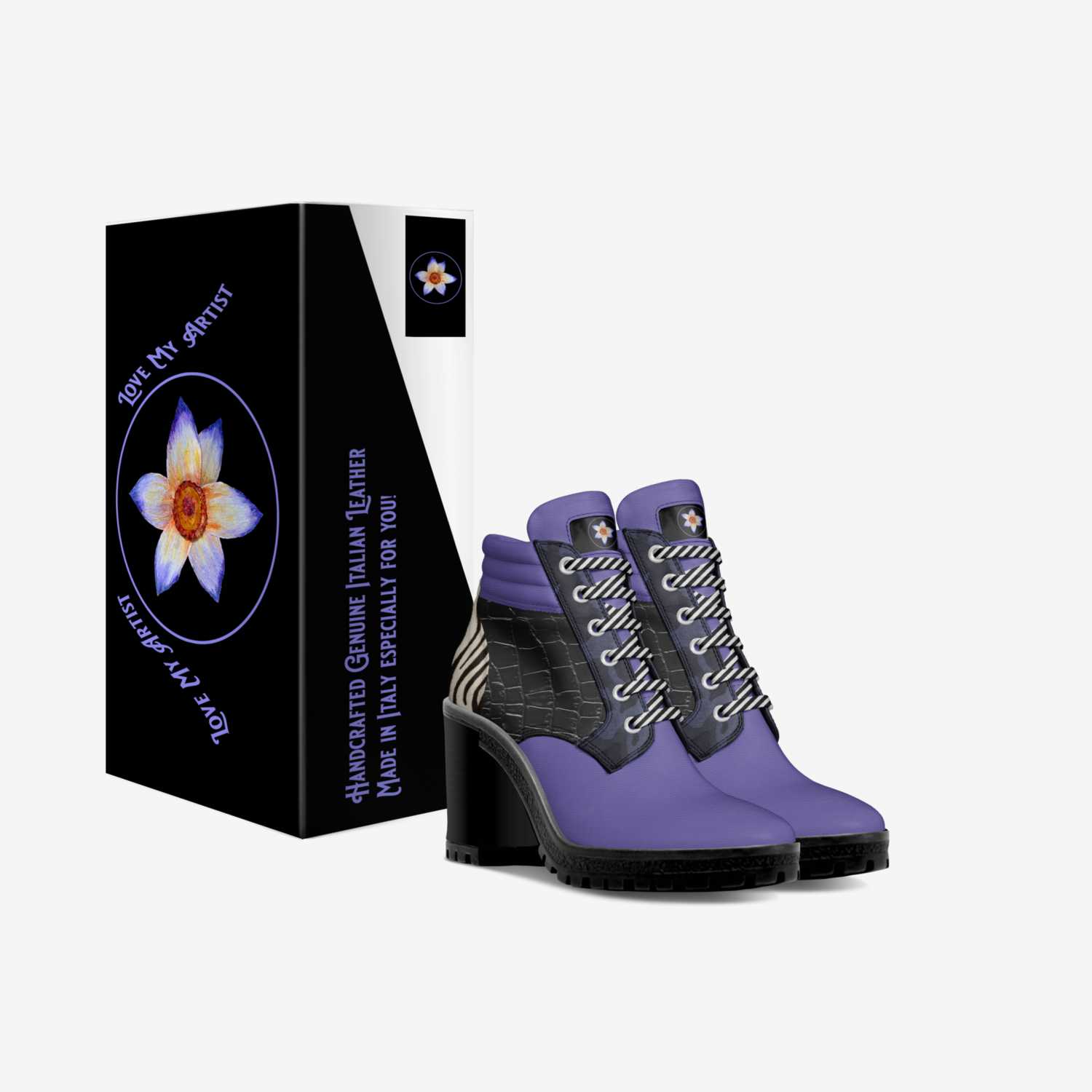 Lilac Love custom made in Italy shoes by Love My Artist | Box view