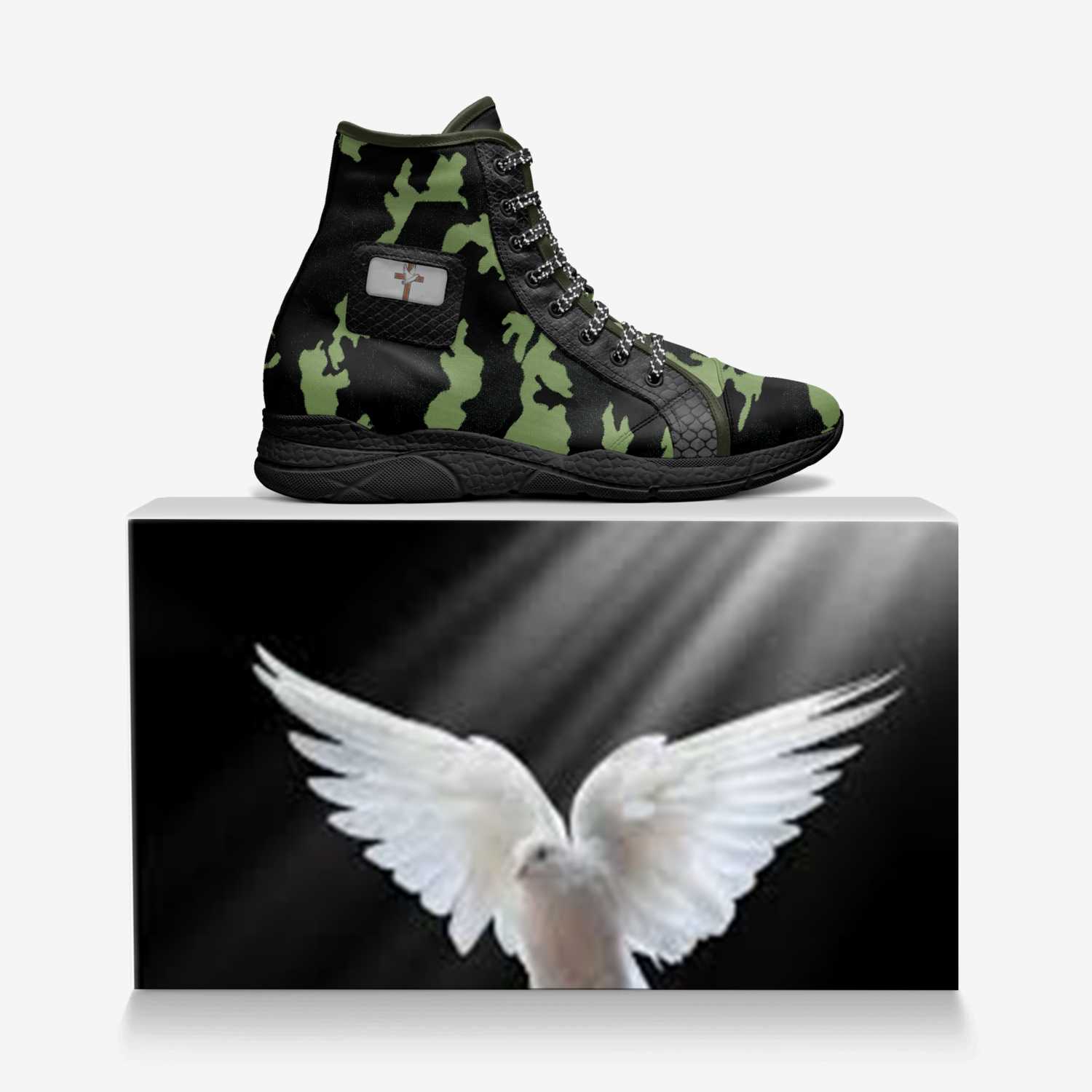Morning Joy Camo  custom made in Italy shoes by Designs By Dako | Over box view