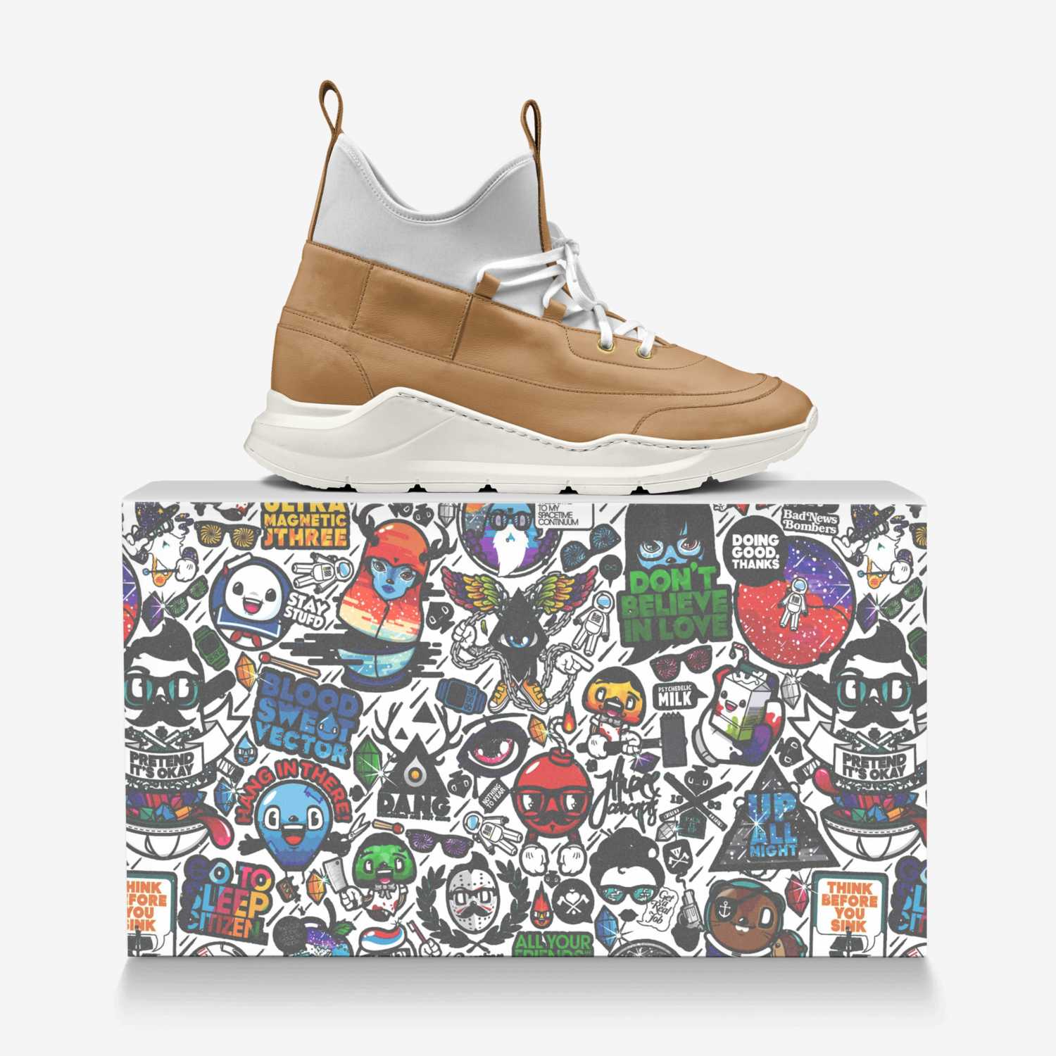 F-ALLWAVE "BEIGE2" custom made in Italy shoes by Sean Mathis-landry | Over box view