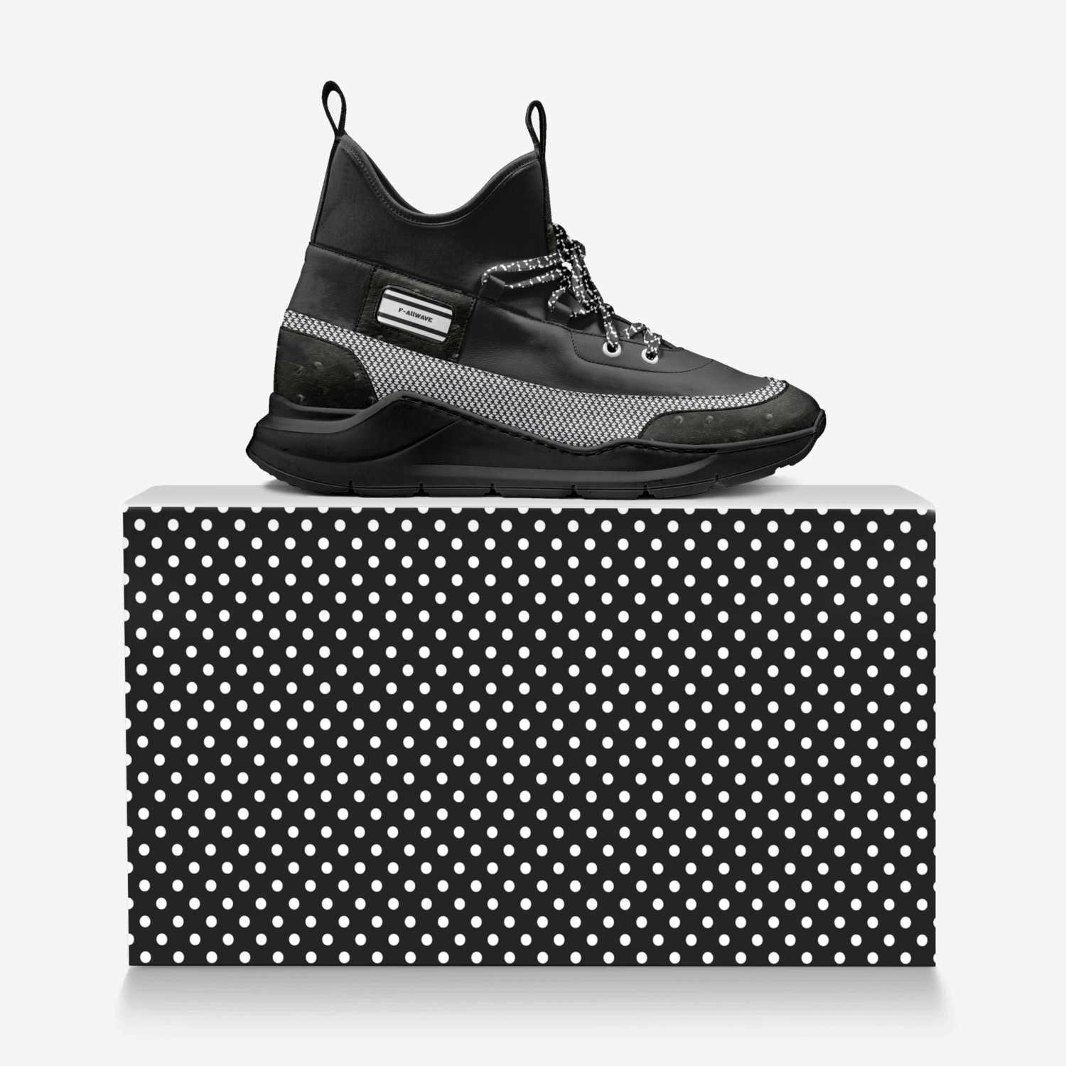 F-ALLWAVE "PIXEL" custom made in Italy shoes by Sean Mathis-landry | Over box view
