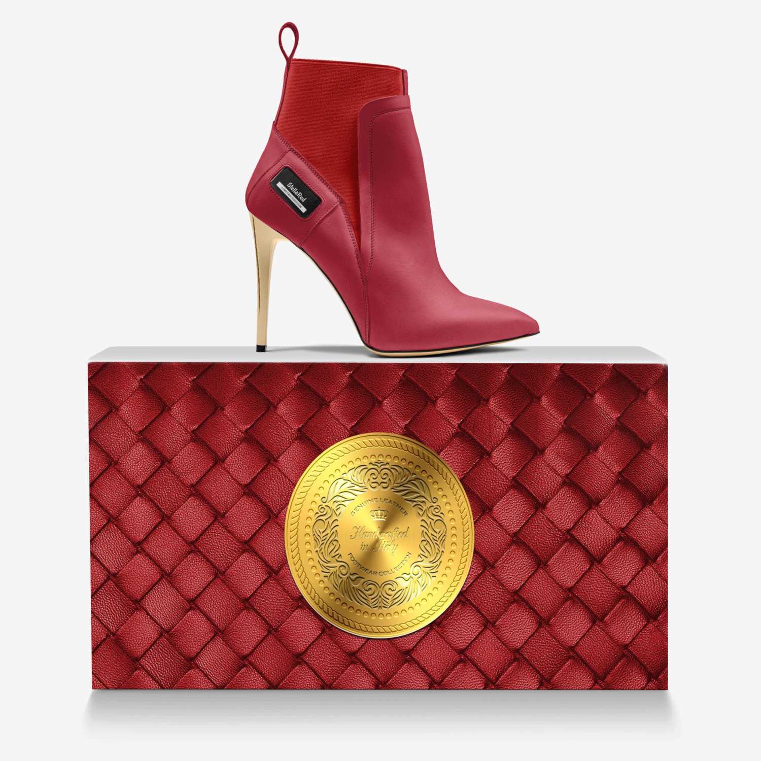 StellaRed custom made in Italy shoes by Thomas Hayes | Over box view