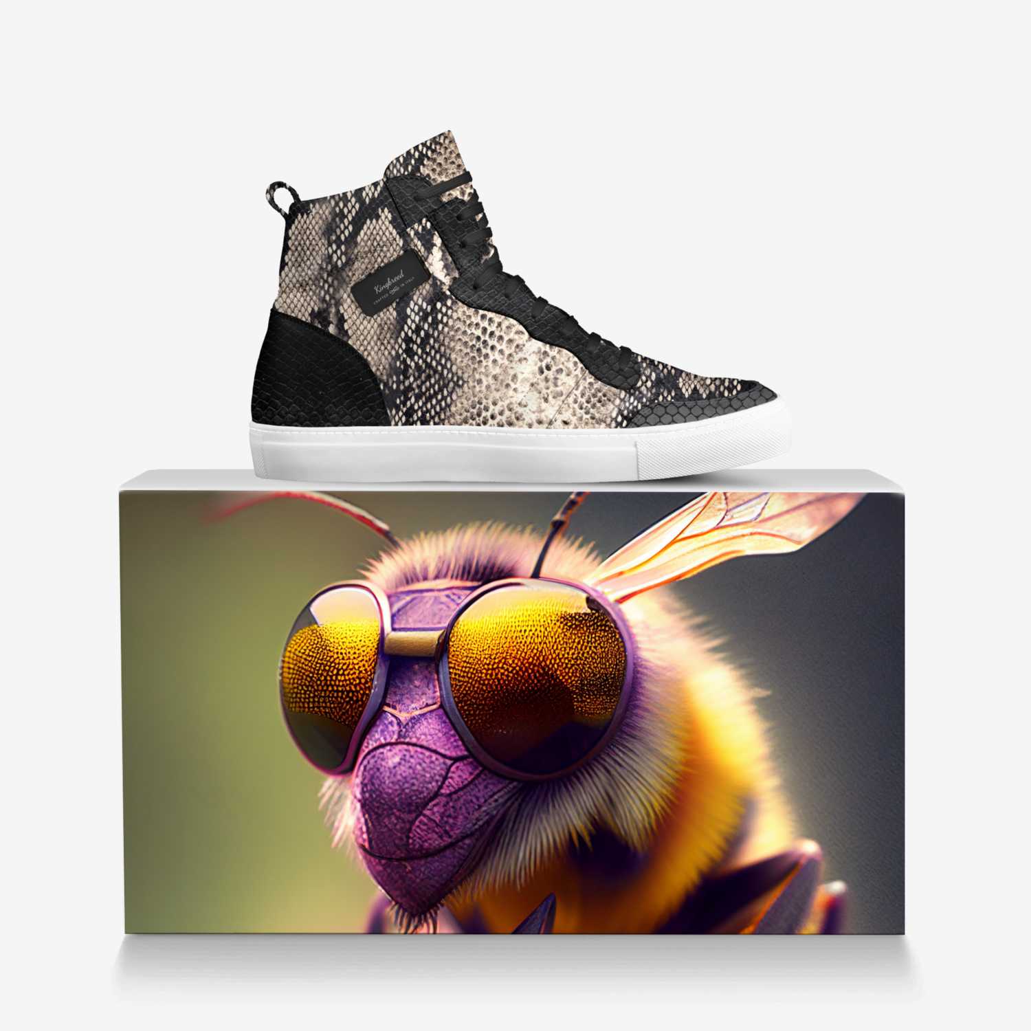 Kingbreed custom made in Italy shoes by Rich King | Over box view