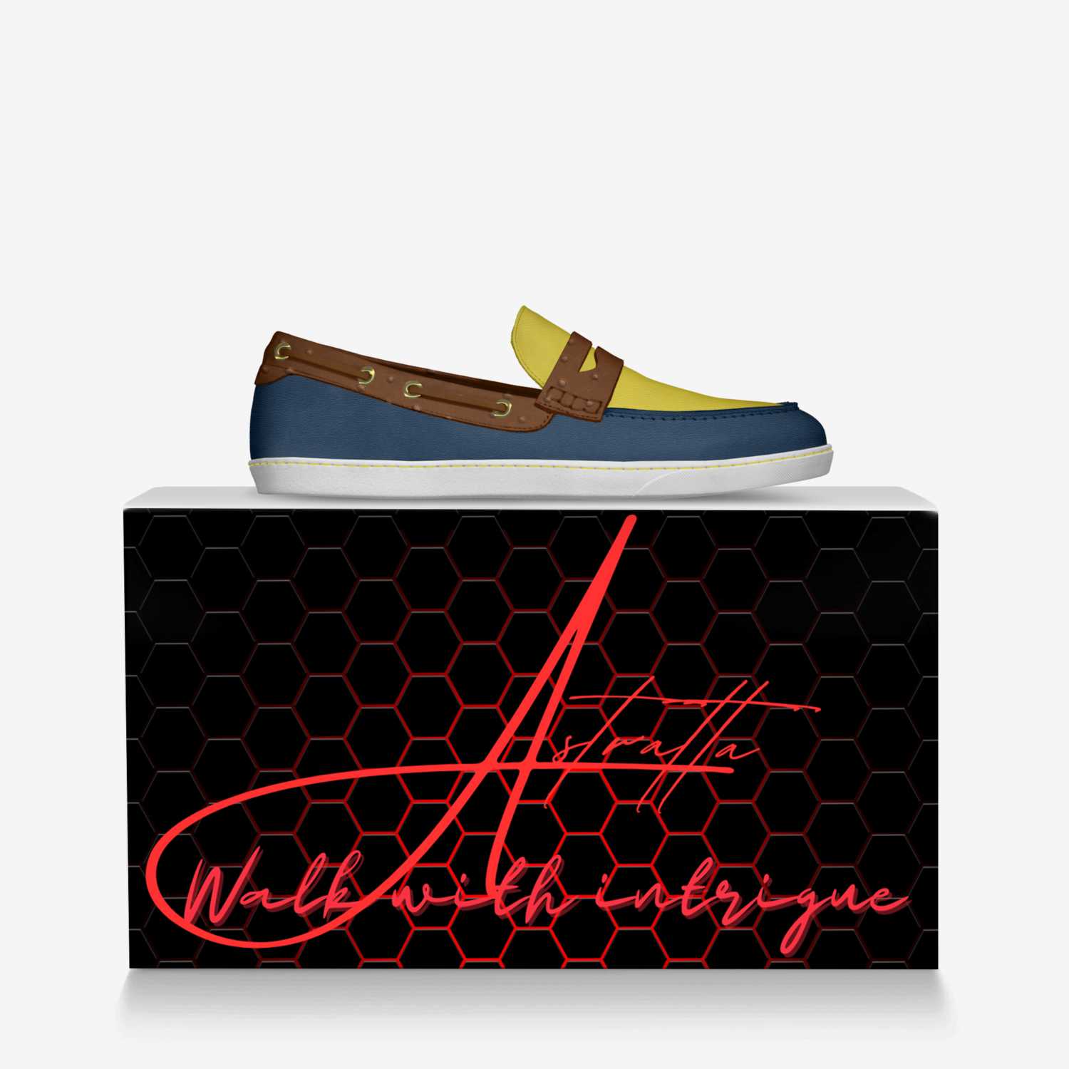 Astratta custom made in Italy shoes by Tiffany Guido | Over box view