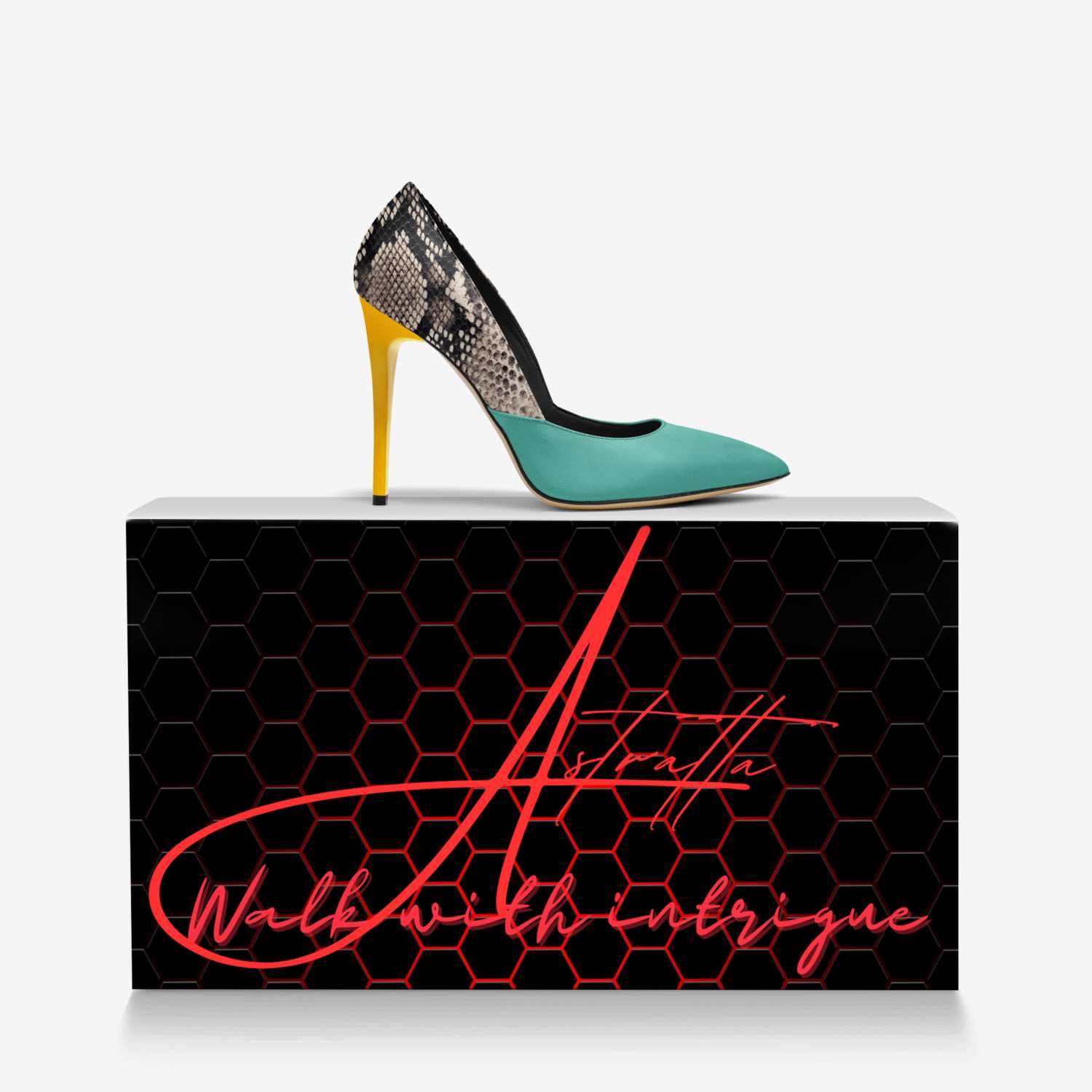 Astratta custom made in Italy shoes by Tiffany Guido | Over box view