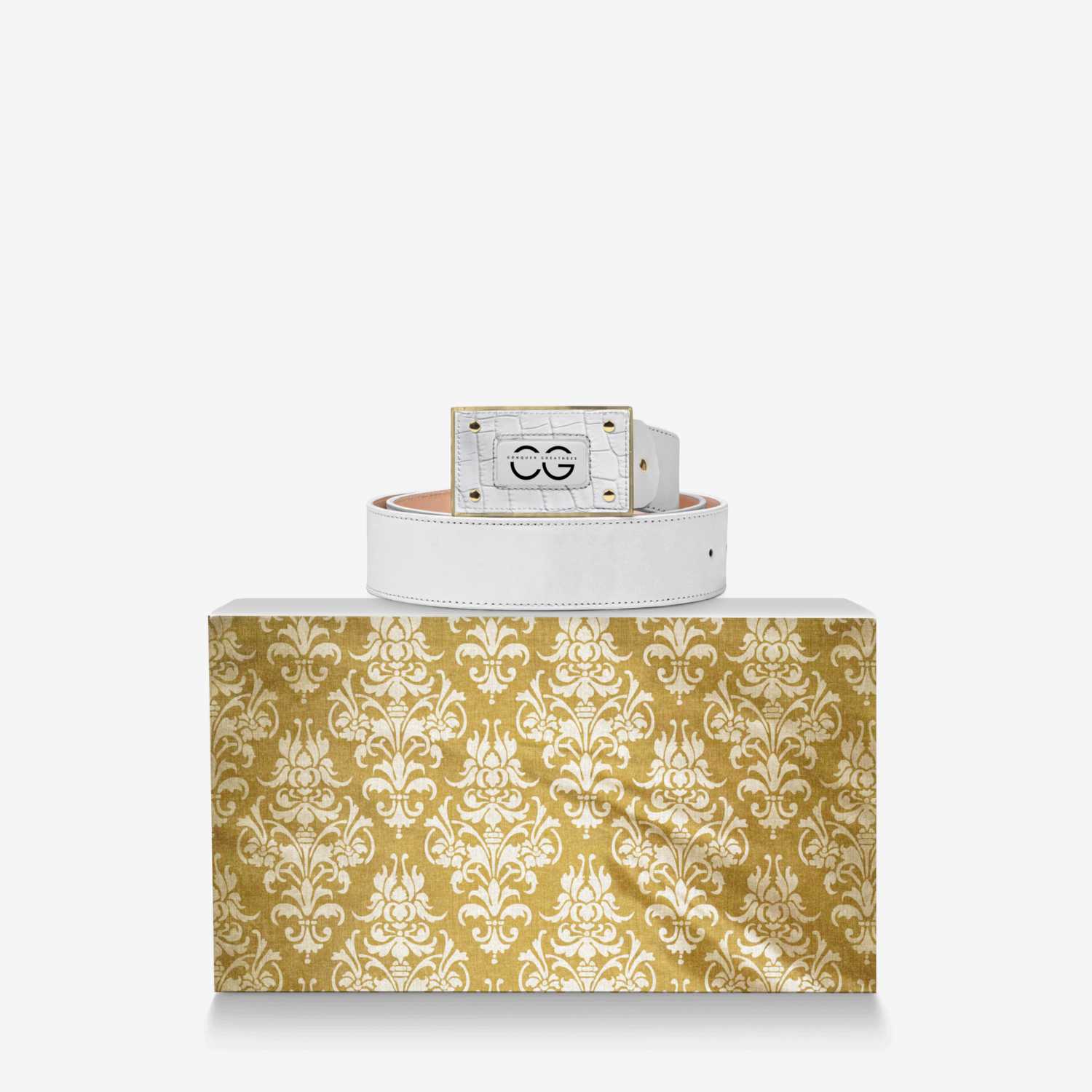 CG Belt 1 custom made in Italy design by Ruben Diego Atkinson | Over box view