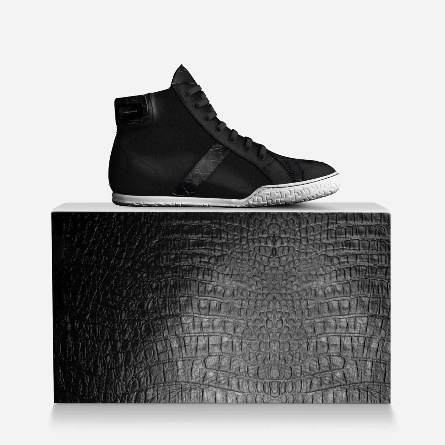 CIRCULAR PATH custom made in Italy shoes by Amanda Murray | Over box view
