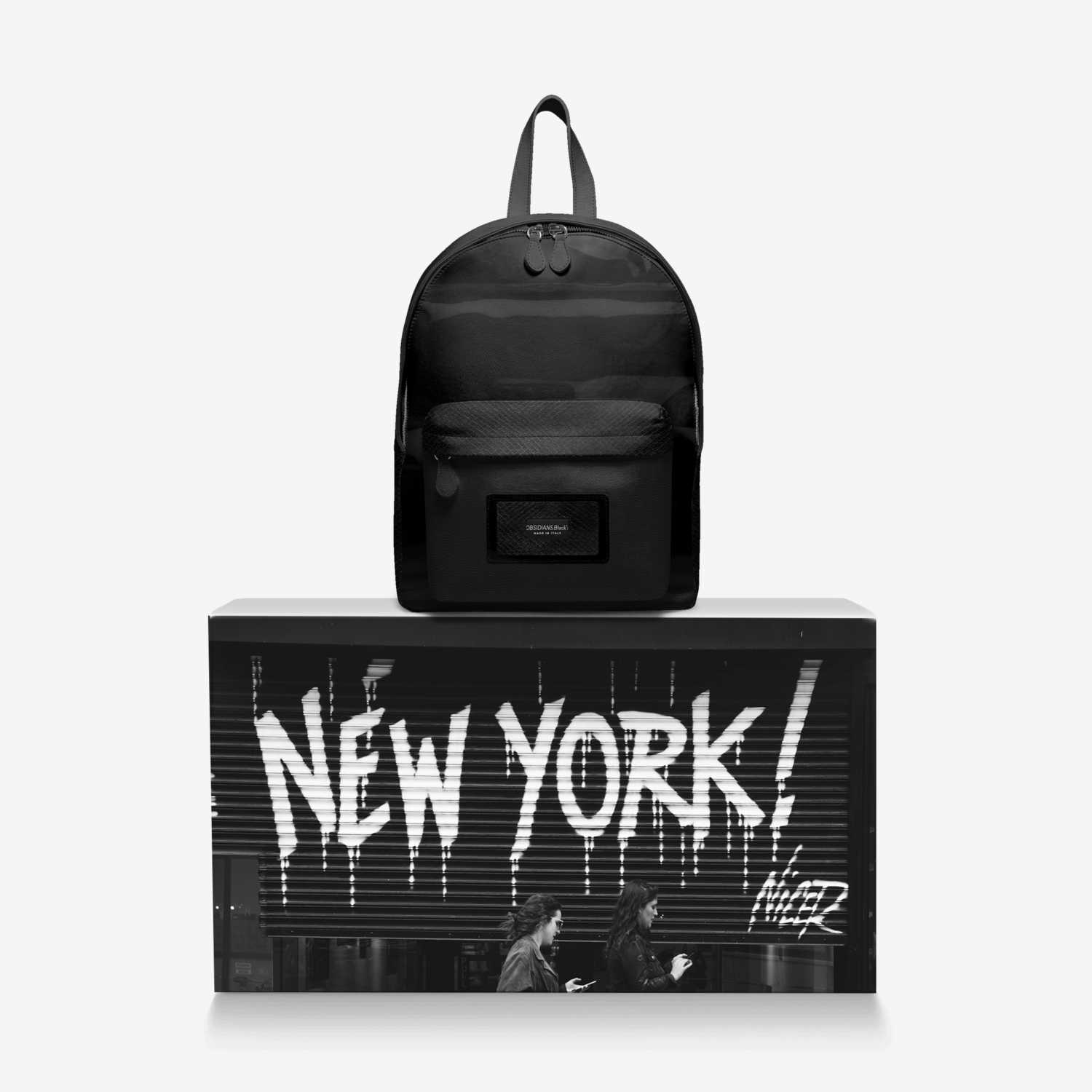 OBSIDIANS.Black's custom made in Italy design by Monroe King | Over box view