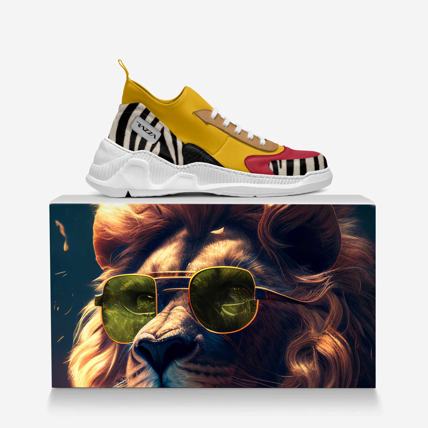 Razza Re The Lion custom made in Italy shoes by Rich King | Over box view