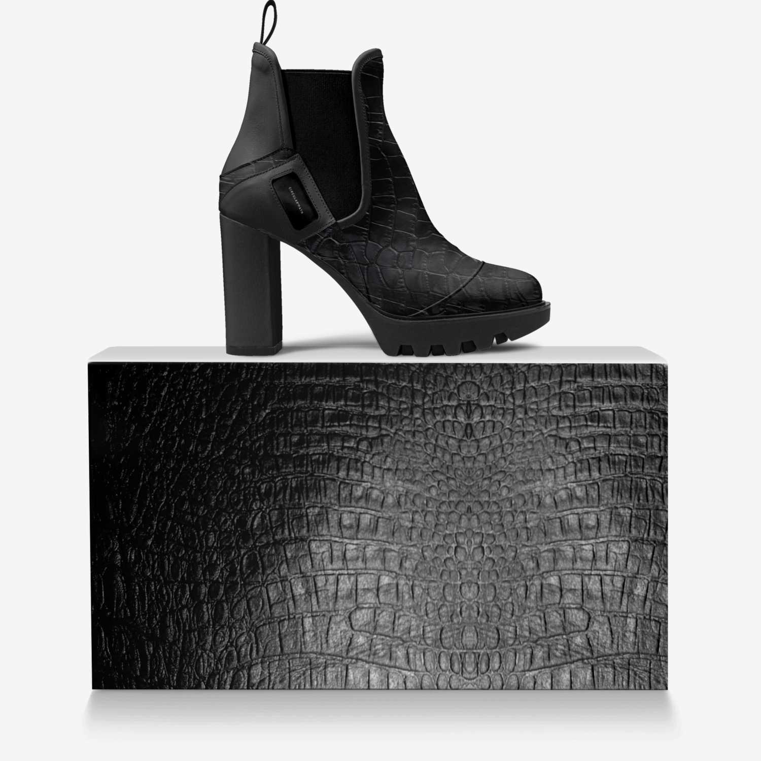 CIRCULAR PATH custom made in Italy shoes by Amanda Murray | Over box view