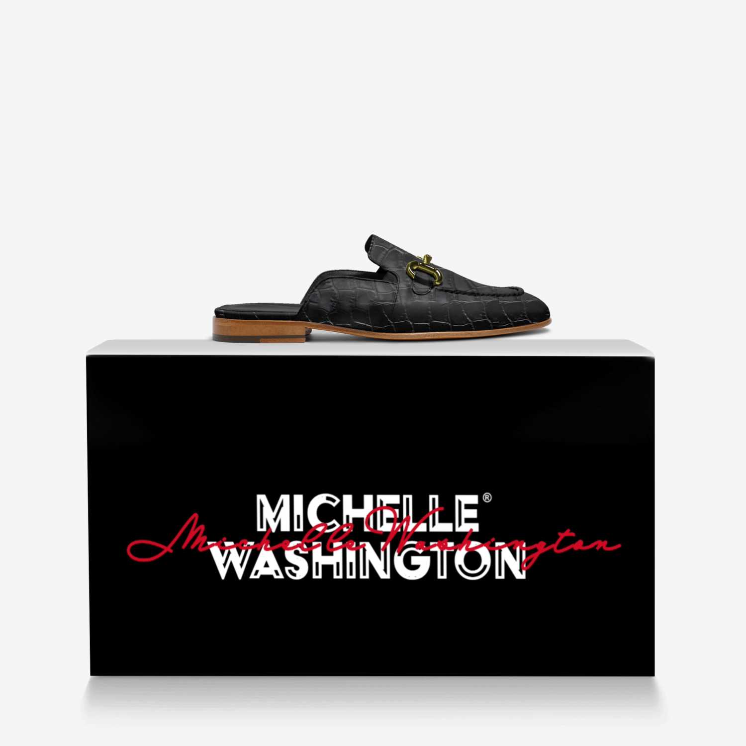 Michelle W. custom made in Italy shoes by Michelle Washington | Over box view